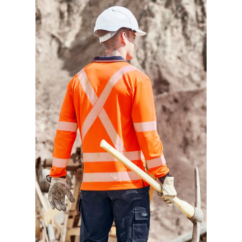 Unisex Hi Vis X Back NSW Rail Long Sleeve Polo