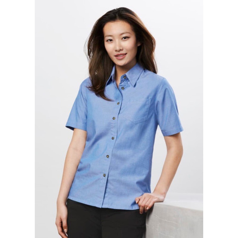 Womens Chambray Short Sleeve Shirt