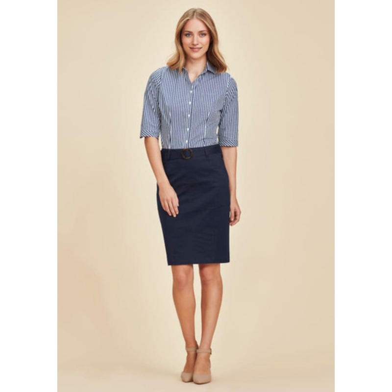 Womens Mid Waist Stretch Chino Skirt