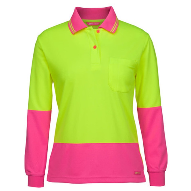 JB’s Ladies Hv L/S Comfort Polo Lime/Navy