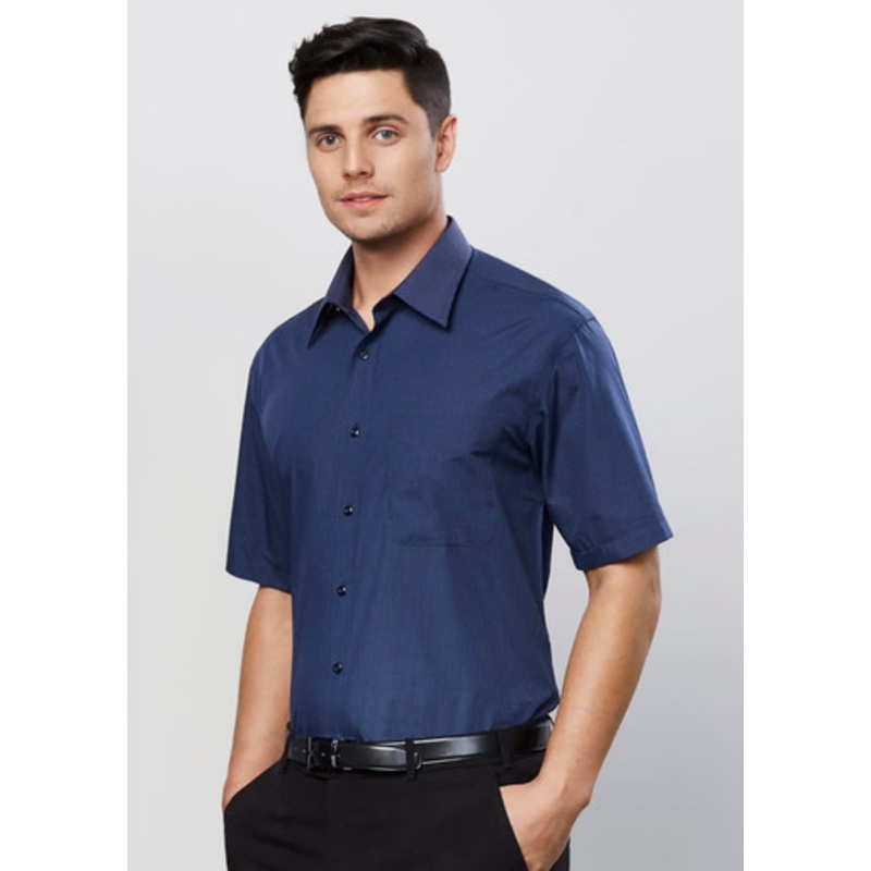 Mens Micro Check Short Sleeve Shirt
