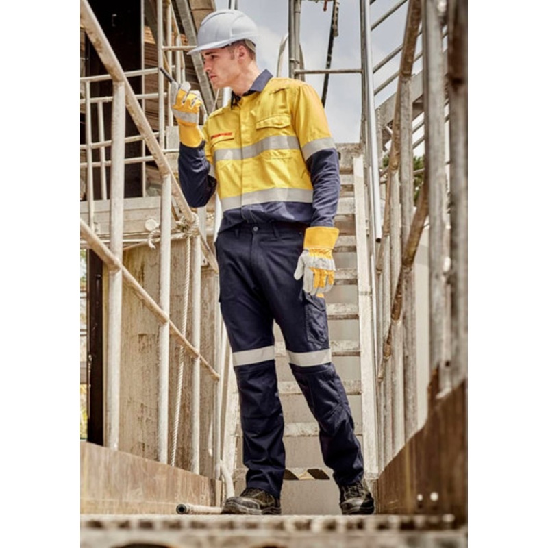 Mens Orange Flame Taped Cargo Pant (Stout)