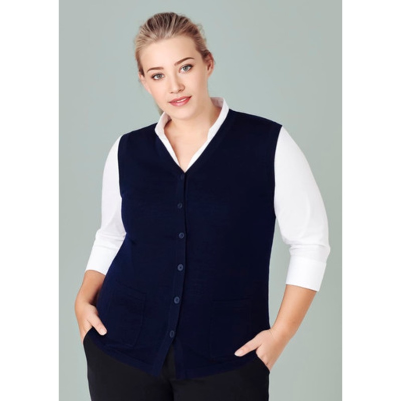 Womens Button Front Knit Vest