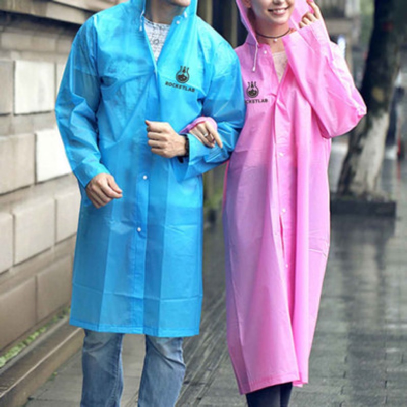 Reusable Adult PEVA Screen Print Raincoat