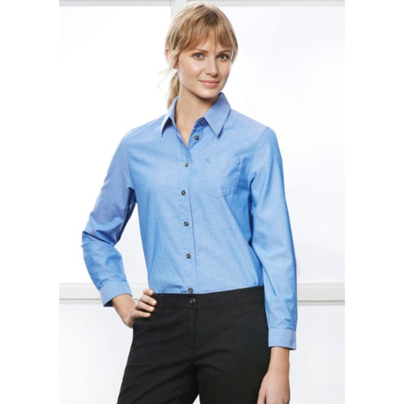 Womens Chambray Long Sleeve Shirt