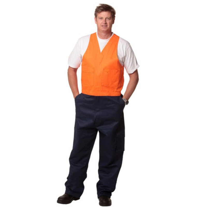 Hi-His Two Tone Men’s Cotton Drill Action Back Overall-Stout