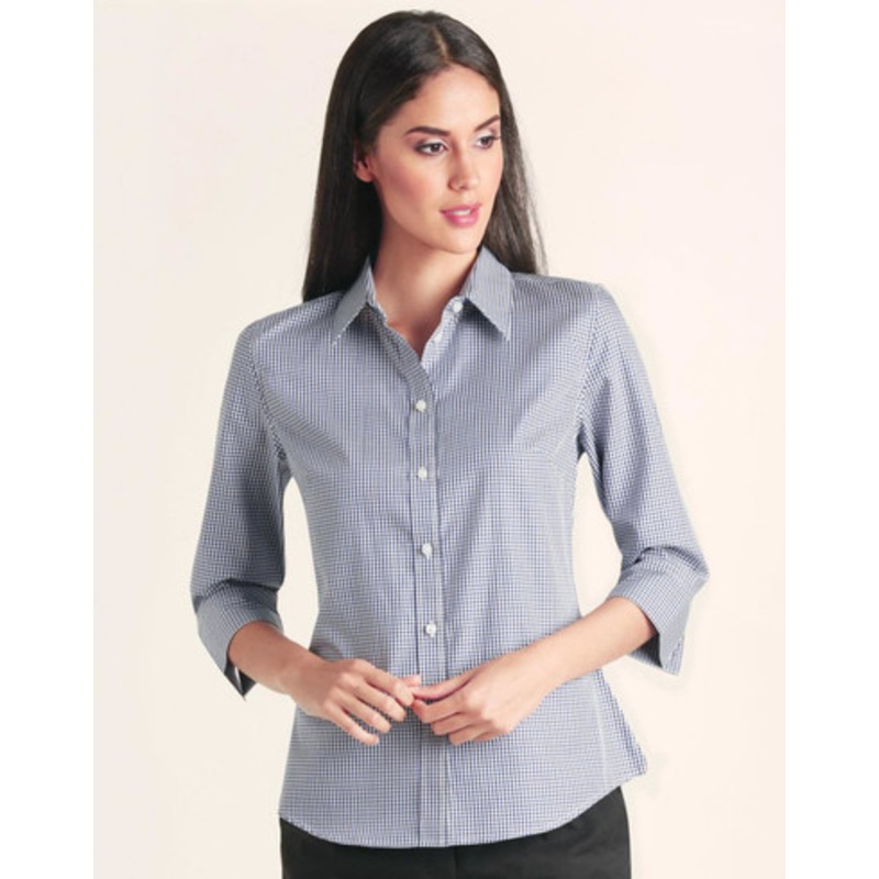 Ladies’ Two Tone Check 3/4 Sleeve Shirt