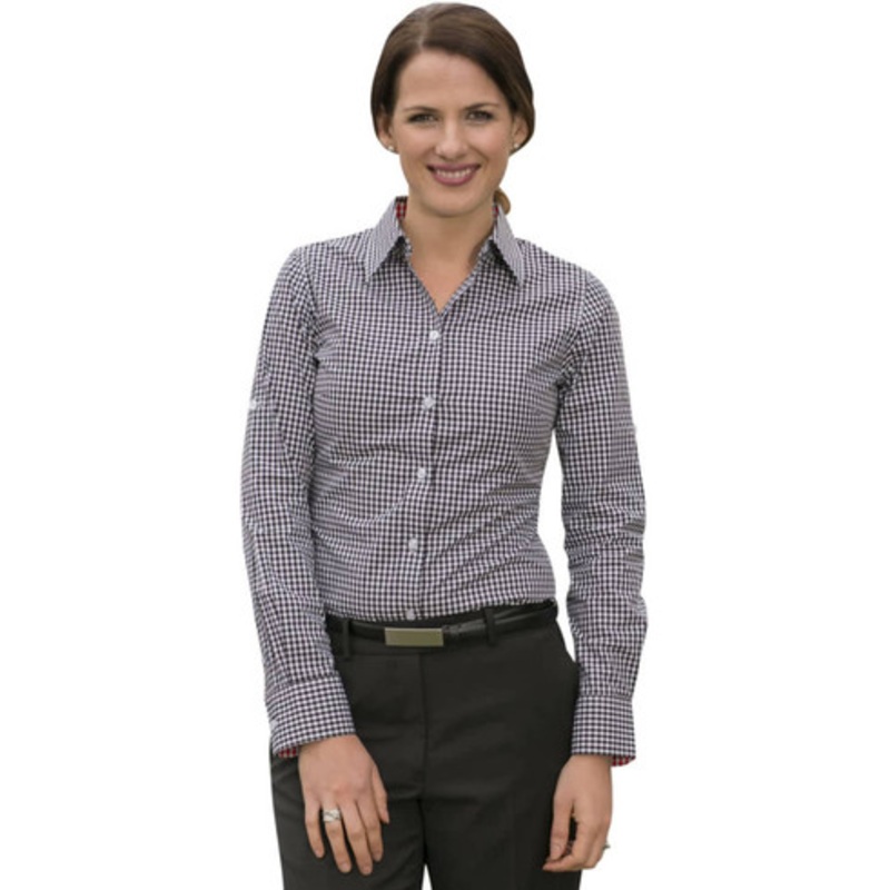 Women’s Gingham Check Roll-up L/S Shirt || 53-M8330L
