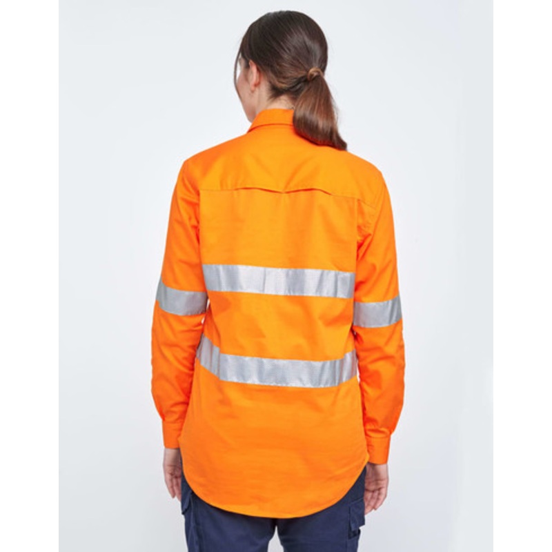 Hi Vis Cool-Breeze Closed Front L/S Shirt (Perforated Tape)