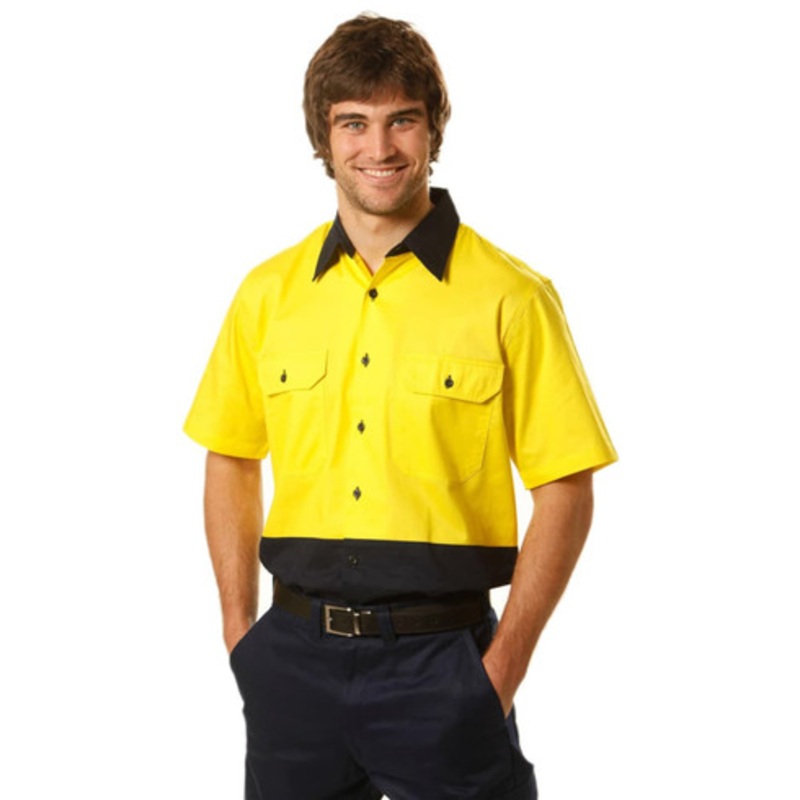 Hi-Vis two tone S/S cotton work shirt || 53-SW57