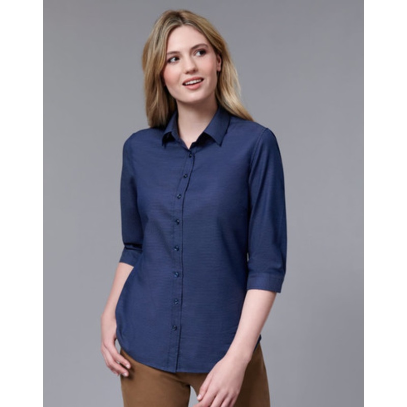 Ladies’ Pin Dot Stretch 3/4 Sleeve Shirt