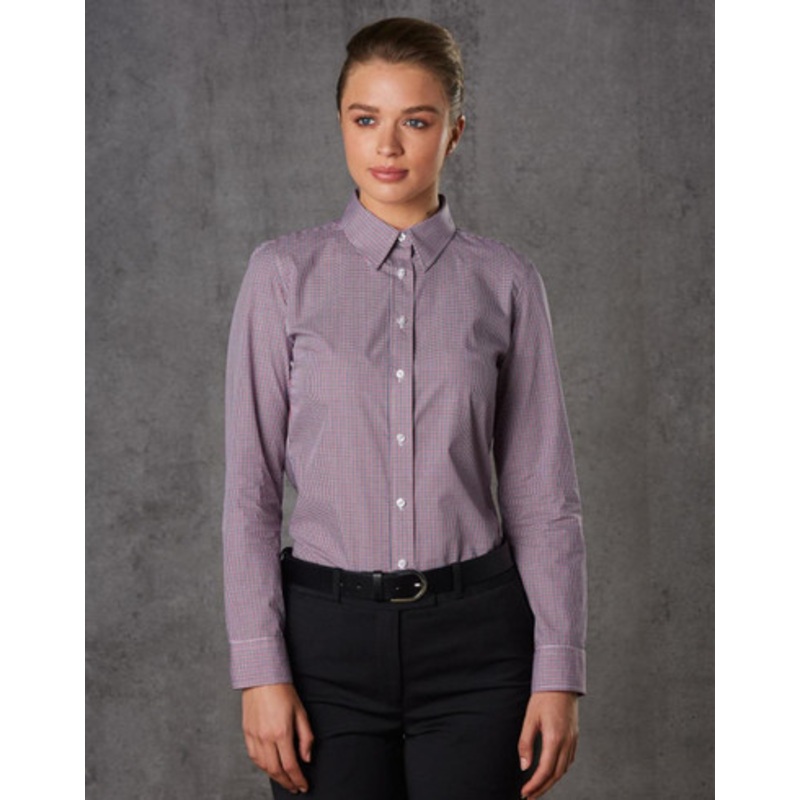 Ladies’ Two Tone Mini Check L/S Shirt