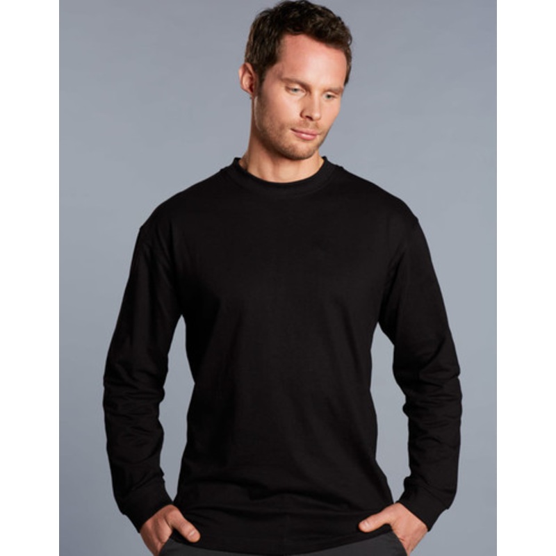mens cotton crew neck L/S tee