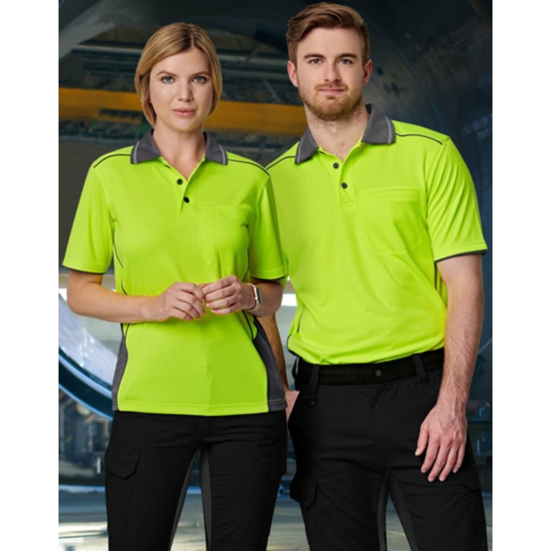 Hi-Vis Bamboo Charcoal Vented S/S Polo