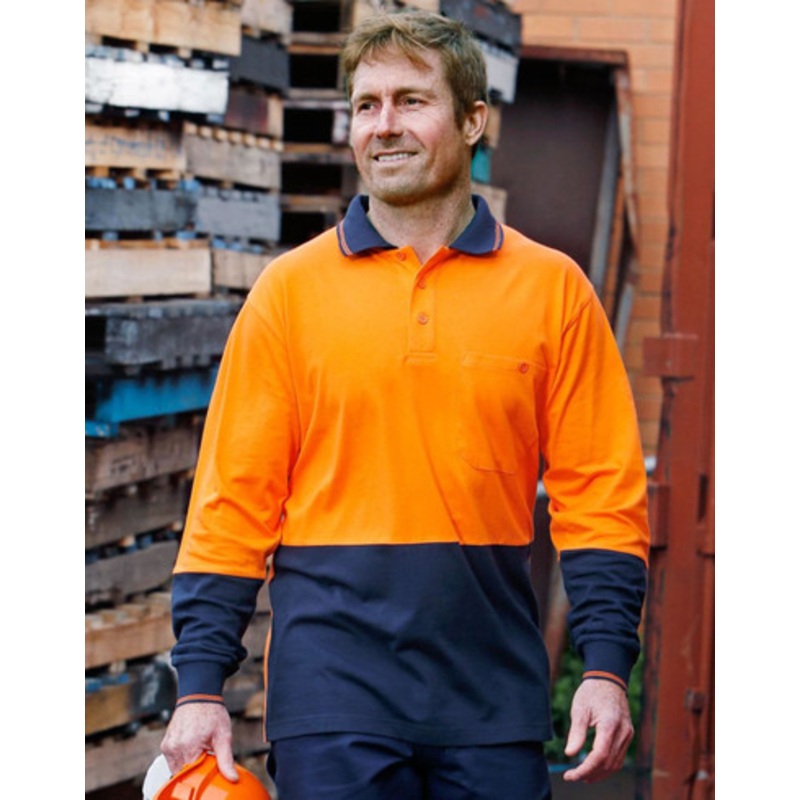Hi-Vis Cotton Two Tone L/S Safety Polo
