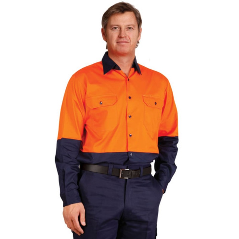 Hi-Vis two tone Cool-Breeze L/S cotton work shirt