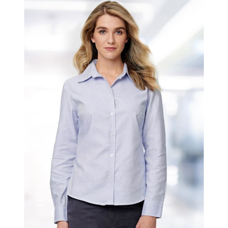 Ladies’ Dot Contrast Long Sleeve Shirt