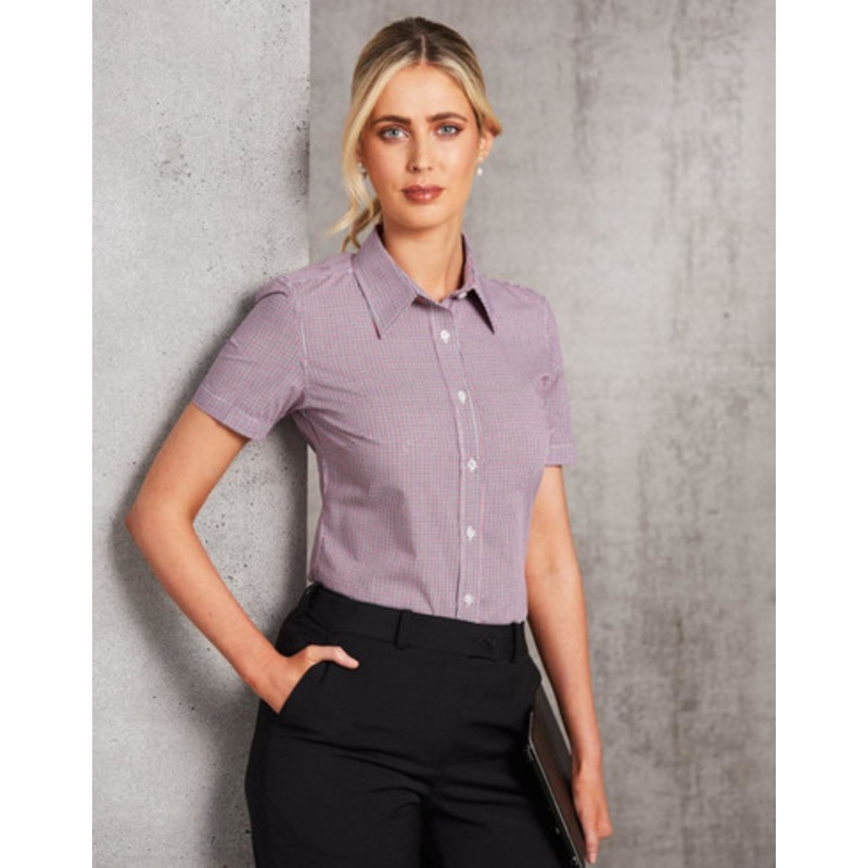 Ladies’ Two Tone Mini Check S/S Shirt