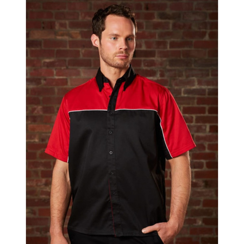 Mens Racer Tri-Color Poly/Cotton Twill Shirt