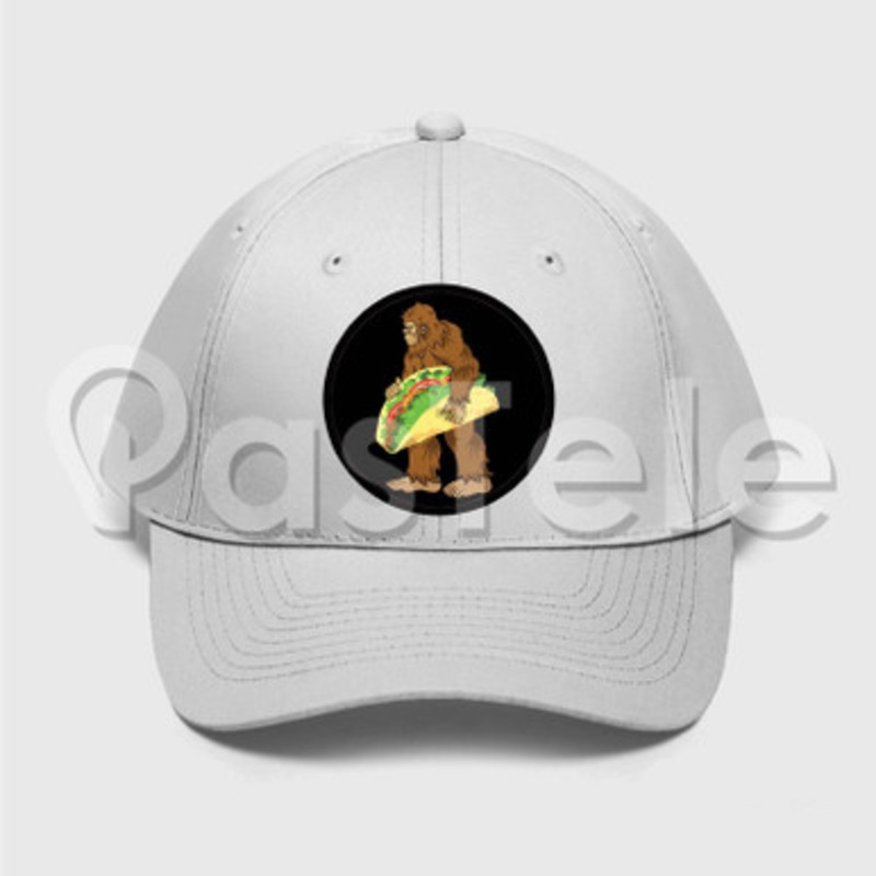 Bigfoot Taco Custom Unisex Twill Hat Embroidered Cap Black White
