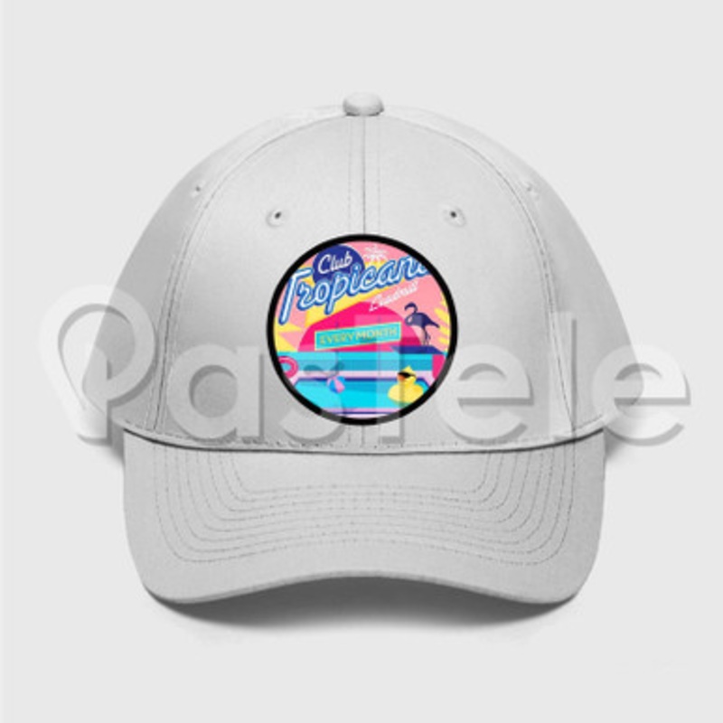 Club Tropicana Custom Unisex Twill Hat Embroidered Cap Black White