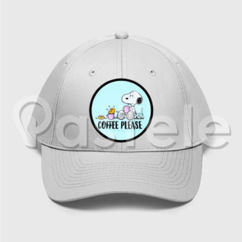 Coffee Please Custom Unisex Twill Hat Embroidered Cap Black White