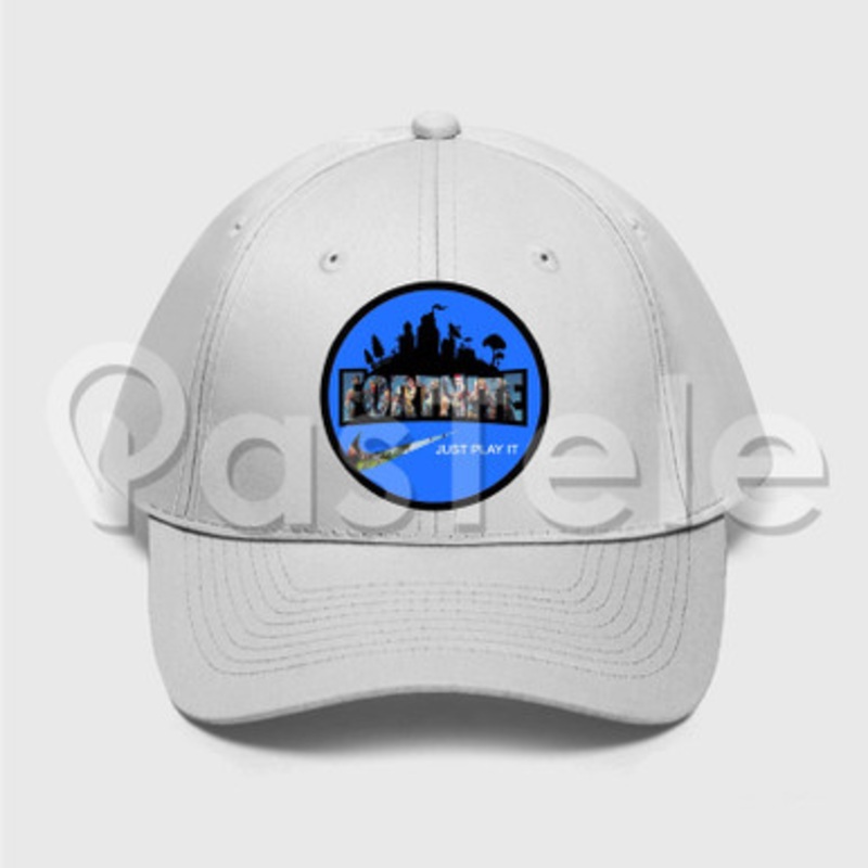 Fortnite Just Play It Custom Unisex Twill Hat Embroidered Cap Black White