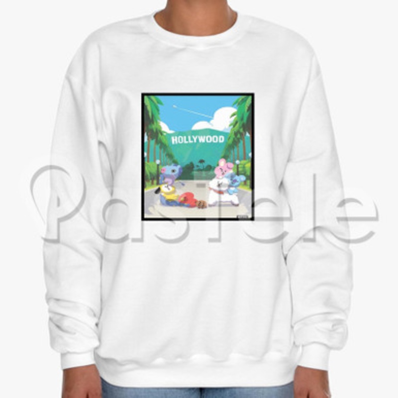 BT21 Hollywood Custom Unisex Crewneck Sweatshirt Cotton Polyester Fabric Cloth