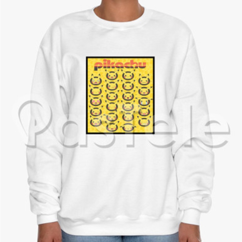 Pikachu Faces Custom Unisex Crewneck Sweatshirt Cotton Polyester Fabric Sweater