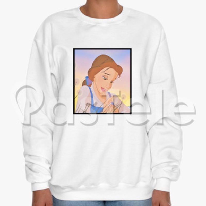 belle beauty and the beast 2 Custom Unisex Crewneck Sweatshirt Cotton Polyester Fabric Cloth
