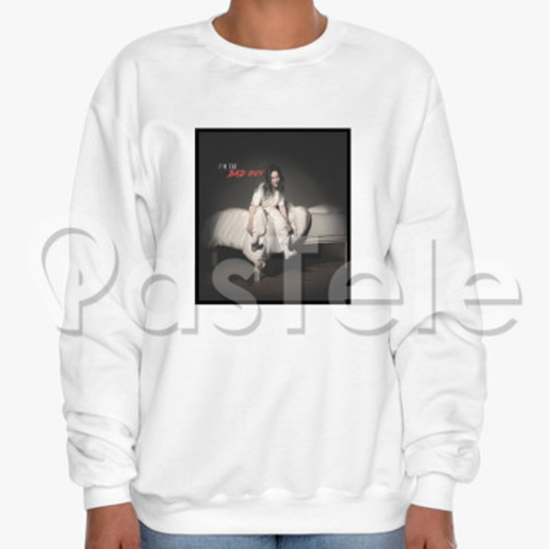 Billie Eilish bad guy Custom Unisex Crewneck Sweatshirt Cotton Polyester Fabric Cloth