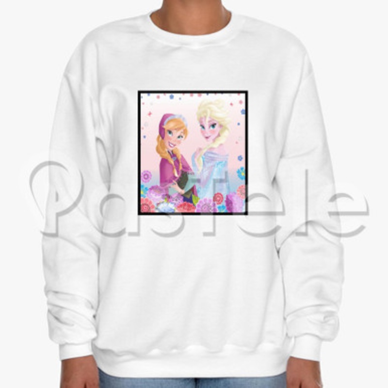 Disney Anna and Elsa Custom Unisex Crewneck Sweatshirt Cotton Polyester Fabric Cloth