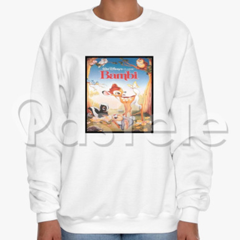 Disney Bambi Custom Unisex Crewneck Sweatshirt Cotton Polyester Fabric Cloth