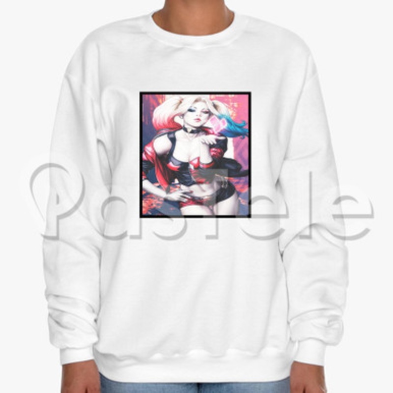 Harley Quinn Kiss Custom Unisex Crewneck Sweatshirt Cotton Polyester Fabric Cloth