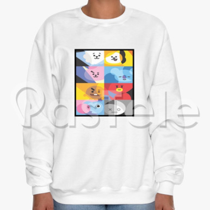 BT21 Characters Custom Unisex Crewneck Sweatshirt Cotton Polyester Fabric Cloth