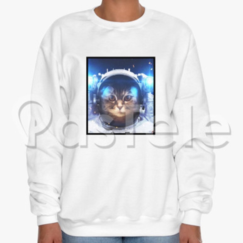 catstronaut Custom Unisex Crewneck Sweatshirt Cotton Polyester Fabric Cloth