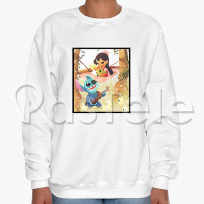 Cute Lilo and Stitch Custom Unisex Crewneck Sweatshirt Cotton Polyester Fabric Cloth