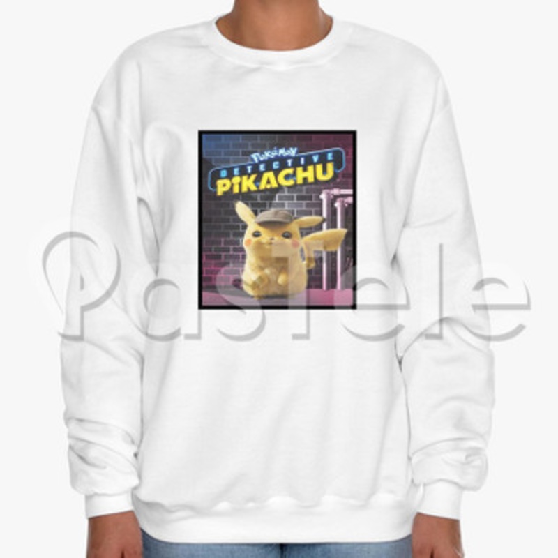 Detective Pikachu Custom Unisex Crewneck Sweatshirt Cotton Polyester Fabric Cloth