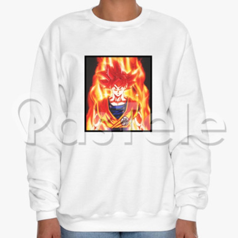 goku super saiyan god Custom Unisex Crewneck Sweatshirt Cotton Polyester Fabric Cloth