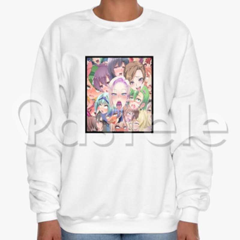 Ahegao Custom Unisex Crewneck Sweatshirt Cotton Polyester Fabric Cloth
