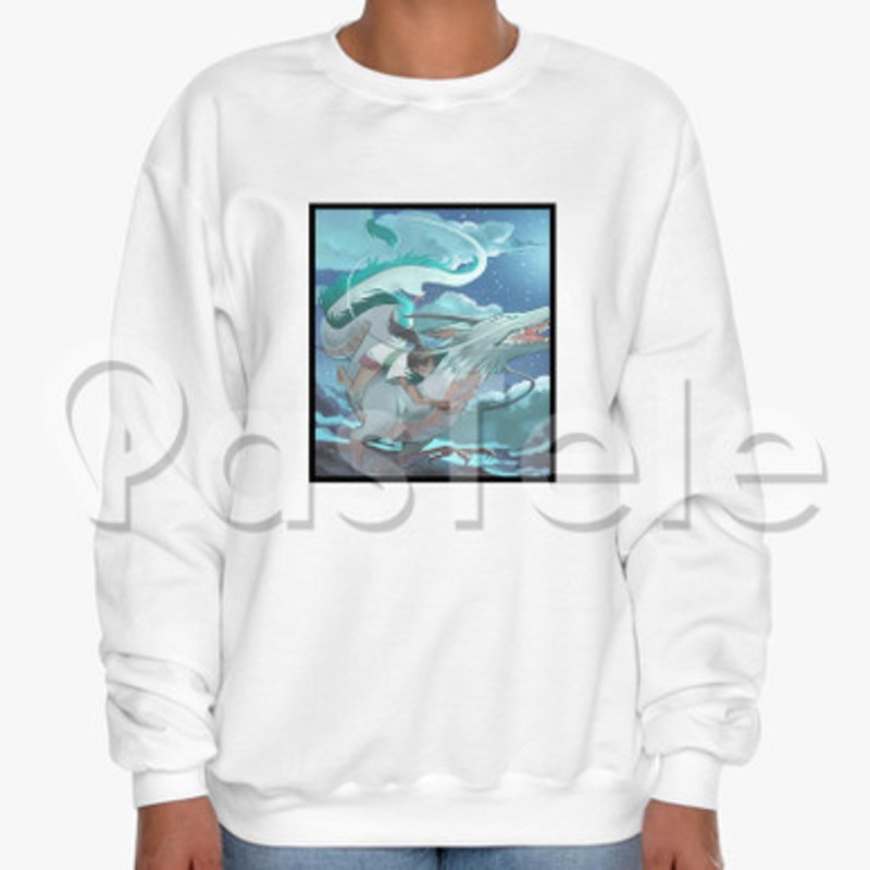 Haku and Chihiro Spirited Away Custom Unisex Crewneck Sweatshirt Cotton Polyester Fabric
