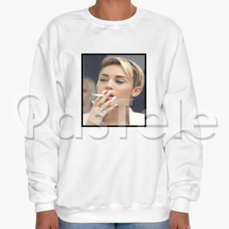 Miley Cyrus Cigarette Custom Unisex Crewneck Sweatshirt Cotton Polyester Fabric