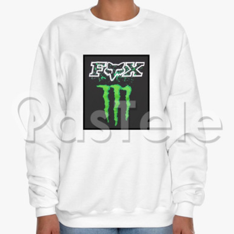 Fox Racing Monster Energy Custom Unisex Crewneck Sweatshirt Cotton Polyester Fabric