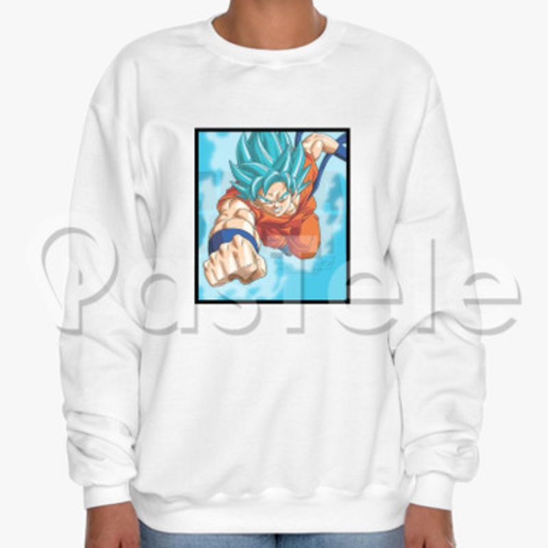 Goku Super Saiyan Blue Dragon Ball Super Custom Unisex Crewneck Sweatshirt Cotton Polyester Fabric