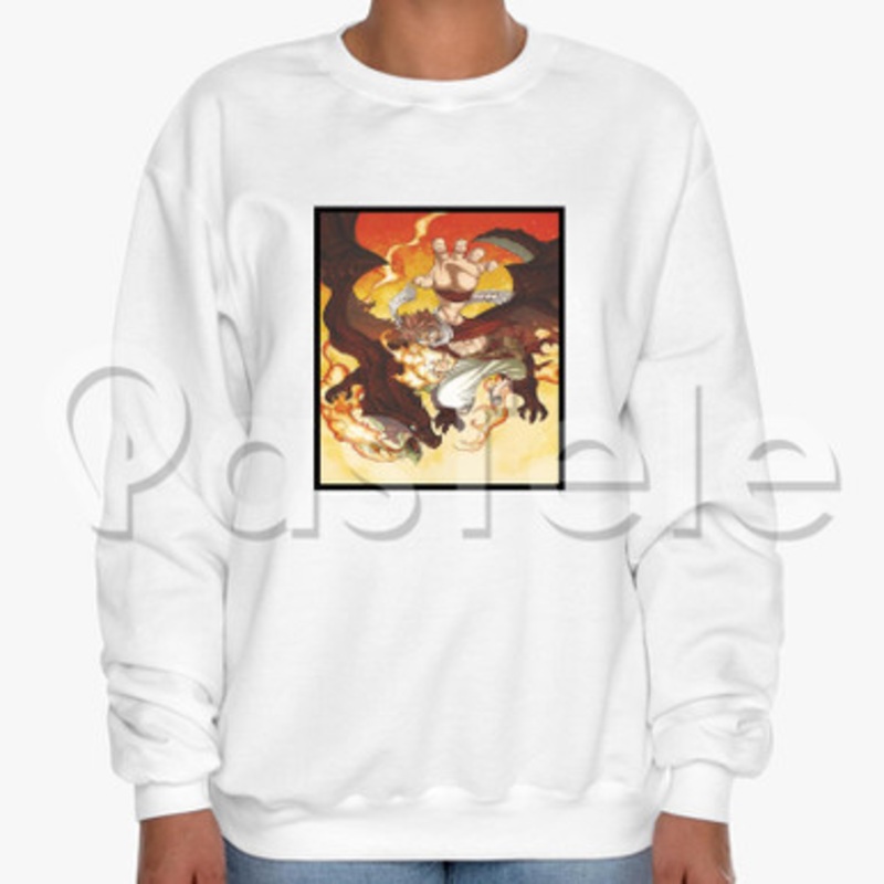 Natsu Dragneel and Igneel Fairy Tail Custom Unisex Crewneck Sweatshirt Cotton Polyester Fabric