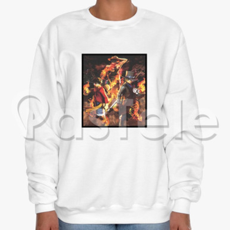 One Piece Burning Blood Custom Unisex Crewneck Sweatshirt Cotton Polyester Fabric