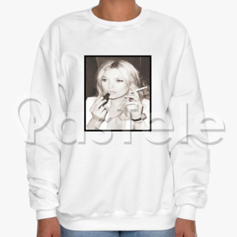 Kate Moss Cigarette Custom Unisex Crewneck Sweatshirt Cotton Polyester Fabric