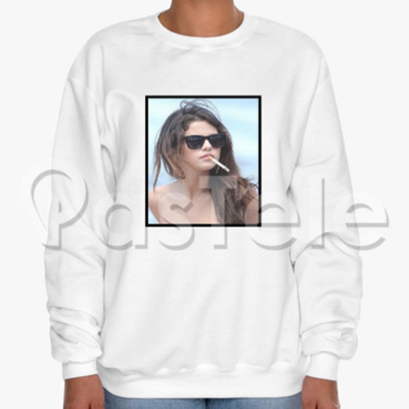 Selena Gomez Cigarette Custom Unisex Crewneck Sweatshirt Cotton Polyester Fabric