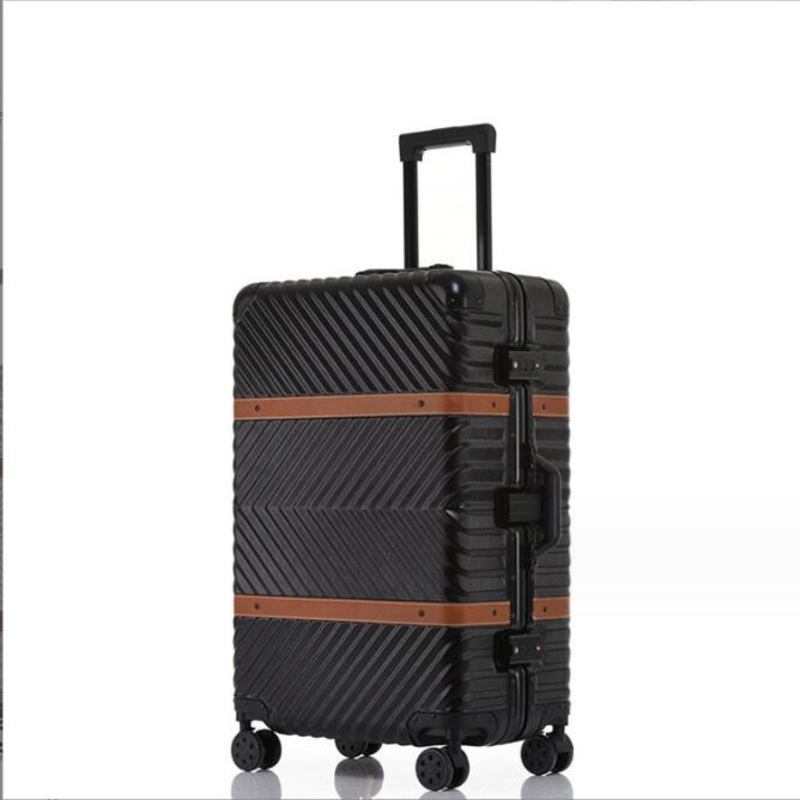 Black Color ABS Vintage Large Luggage Aluminum Frame PU Leather Strap Suitcase – Classic Luggage and ABS Aluminum Frame Luggage price