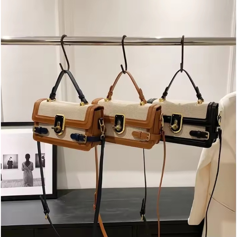 2025 New Arrival Womans Handbags Canvas Fabric Ladys Crossbody Bags Stitching Color Bags for Woman – Hand Bag and Shoulder Bag price
